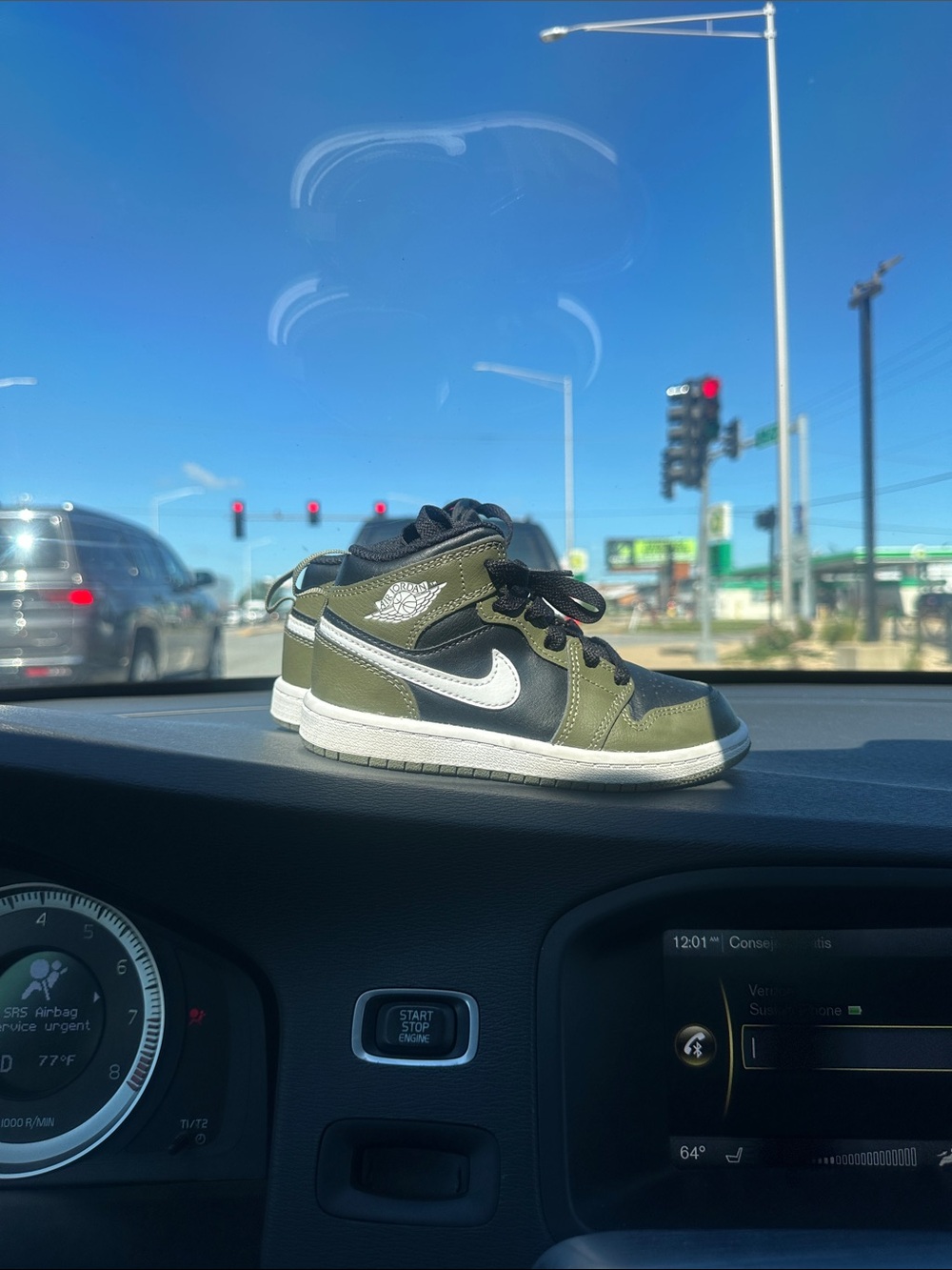 Nike Toddler Air Jordan 1 Low Olive Green, Black & White